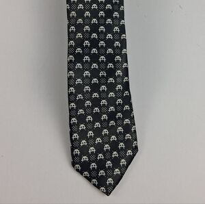 Classic Black and White Space Invaders Tie